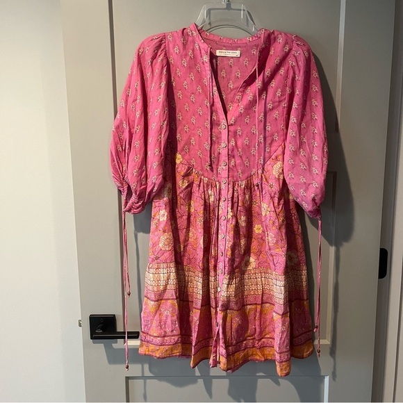 Spell & The Gypsy Collective Size XXS Utopia Tunic Dress Pink Boho Festival - Picture 2 of 5